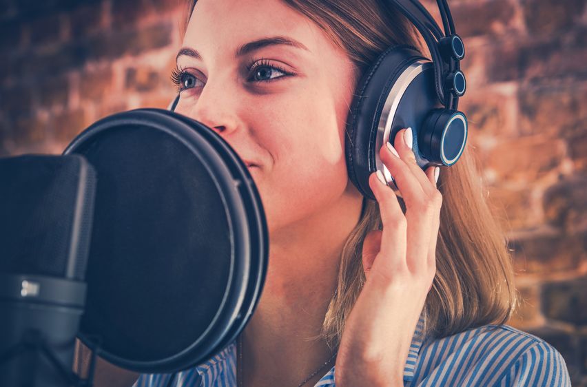 Woman Recording Audiobook